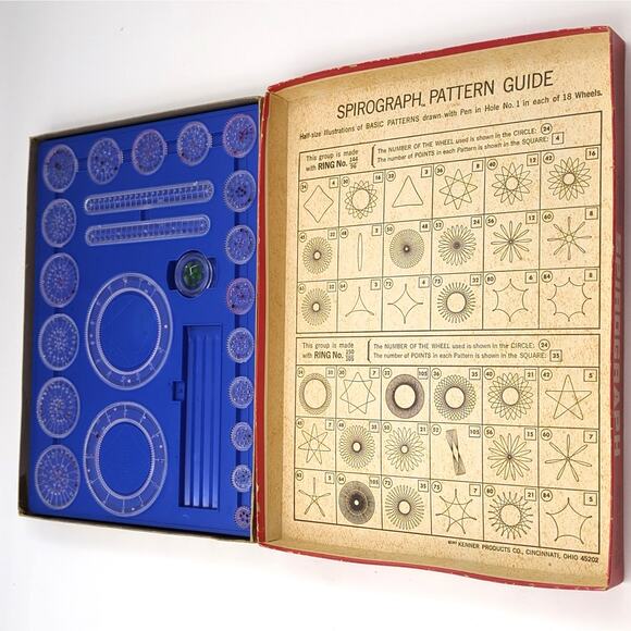 Vintage 1967 Kenner's Spirograph No. 401 Red Tray Art Drawing Hobby Decor - Picture 7 of 7
